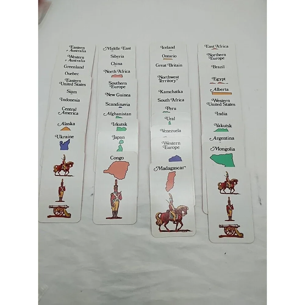 Set Of (6) Risk 1980 Player Pieces Rules And Territory Cards